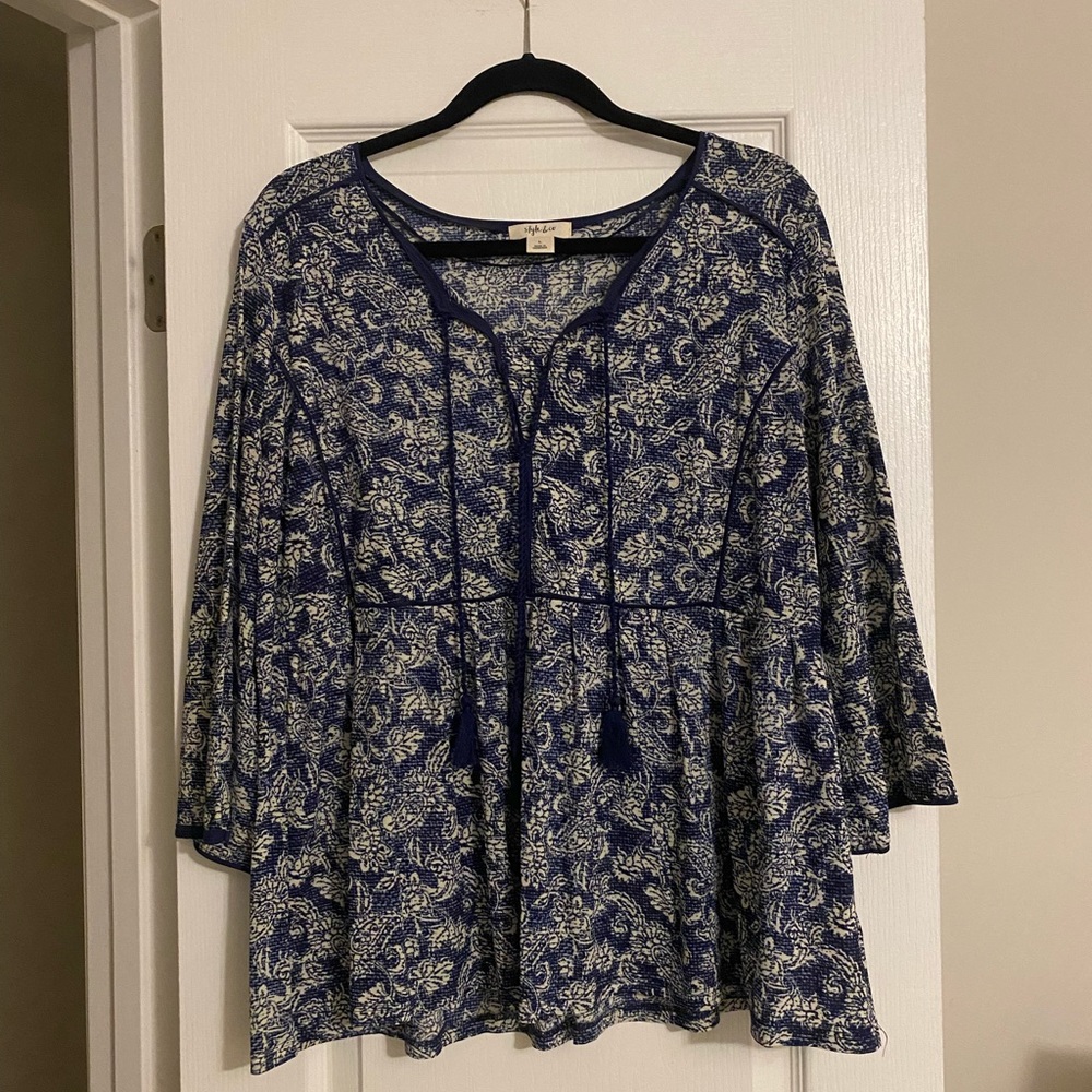BOGO! Style & Co. Blue Patterned Blouse